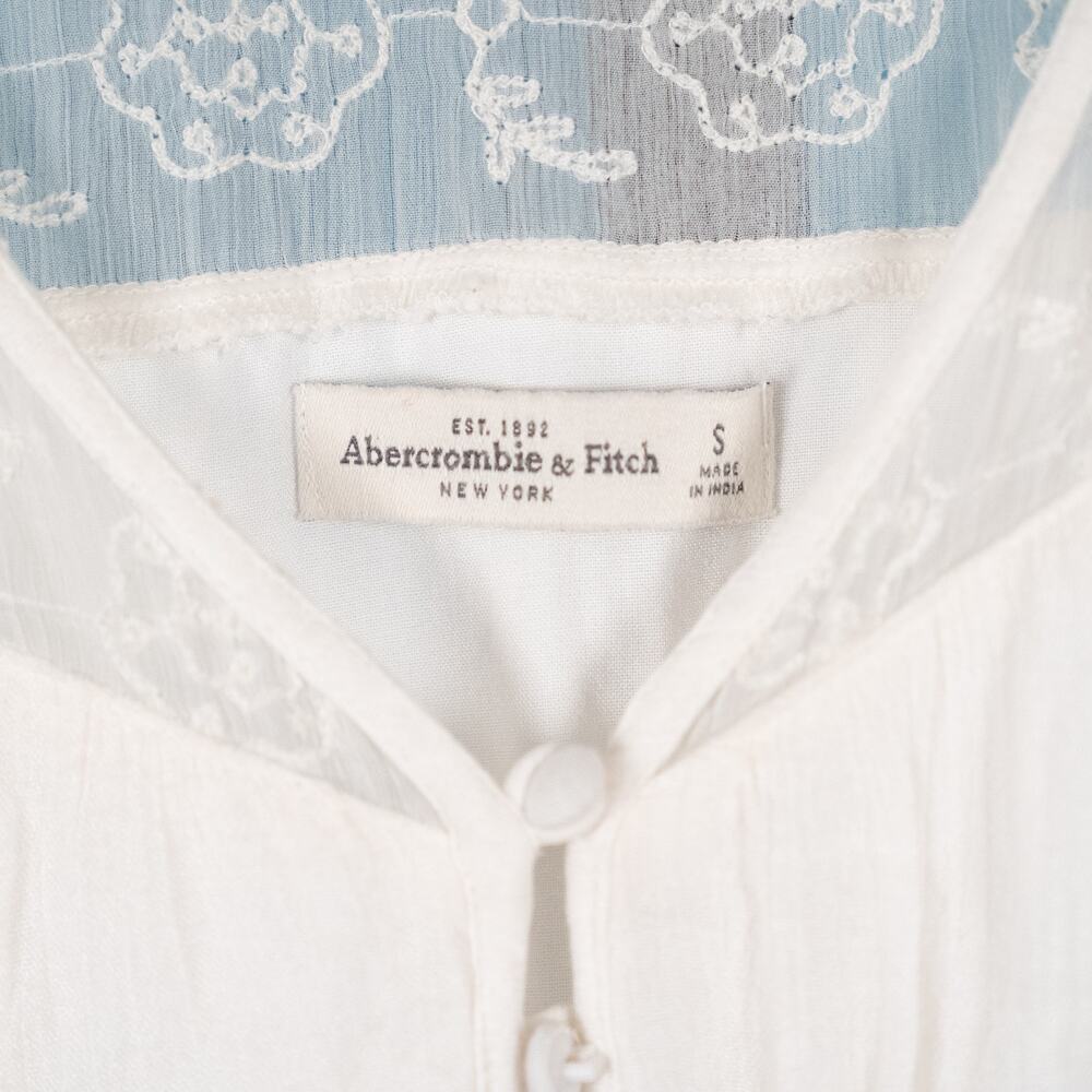 Abercrombie Fitch Boho Beachy Mini Dress Sheer Lace Neckline SMALL Cream Gauzy - Picture 5 of 5